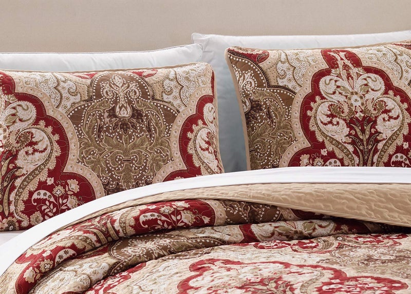 Kids Zone Home Linen طقم أغطية سرير للأطفال بنمط داماسك بلون التوبا والبورغندي والبني جديد (ملكي/كاليفورنيا ملكي) - Image 2